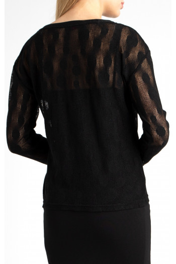 Bluză  cu o siluetă liberă din tricot fin de culoare neagră [1]
