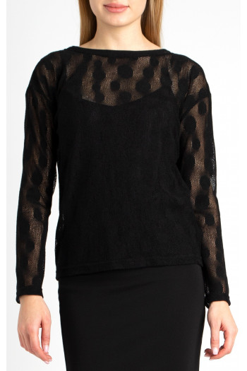 Bluză  cu o siluetă liberă din tricot fin de culoare neagră