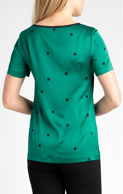 Bluza oficială cu mâneci scurte din satin luxos în culoare  Verdant Green