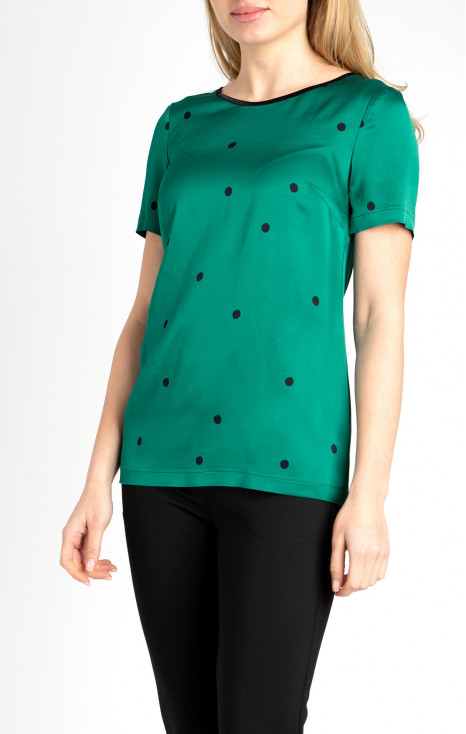 Bluza oficială cu mâneci scurte din satin luxos în culoare  Verdant Green