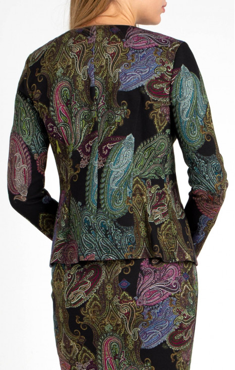 Sacou elegant dintr-un material de tricot de lux cu motive de cașmir colorate [1]