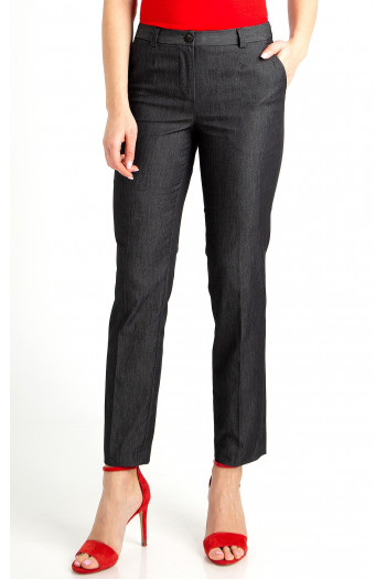 Straight - fit cotton-blend fabric trousers with two side pockets. [1]