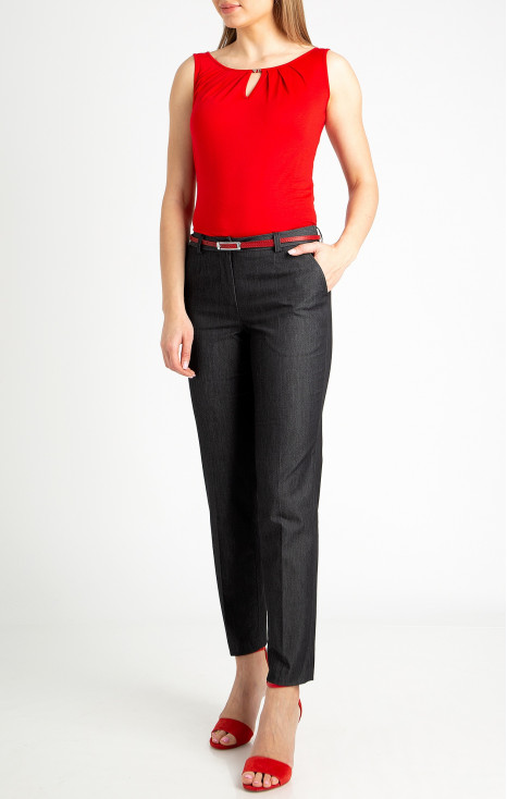 Straight - fit cotton-blend fabric trousers with two side pockets.