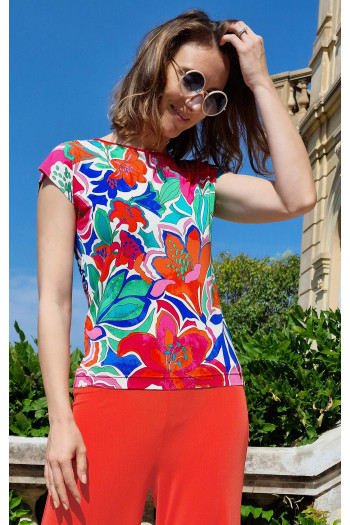 Bluză cu siluetă lejeră cu imprimeu floral aprins