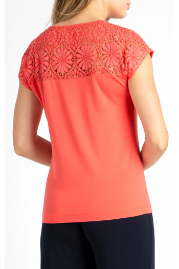 Bluză elegantă de culoare Sugaar Coral cu platcă din dantelă [1]