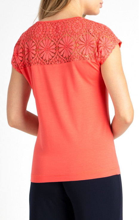 Bluză elegantă de culoare Sugaar Coral cu platcă din dantelă [1]