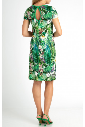 Rochie din tricot, pentru vară cu imprimeu floral tropic  [1]