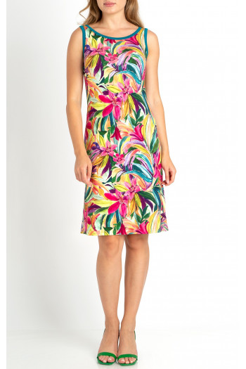 Summer dress with Print in Fuchsia