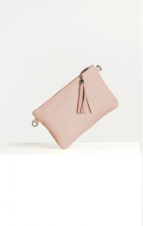 Geantă din piele naturală cu bretea lungă, de culoare Rose Smoke