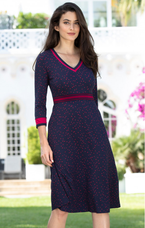 Rochie elegantă cu o  talie înaltă, confecționată din tricot elastic  în culoare Indigo