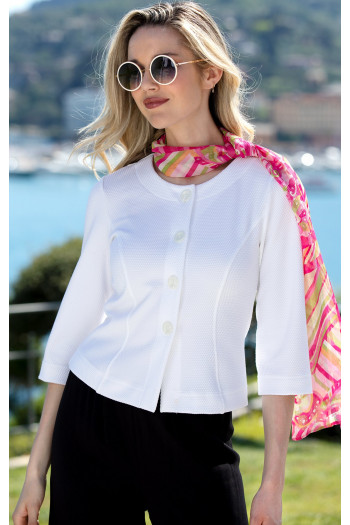 Elegant Short Jacket with Buttons in White