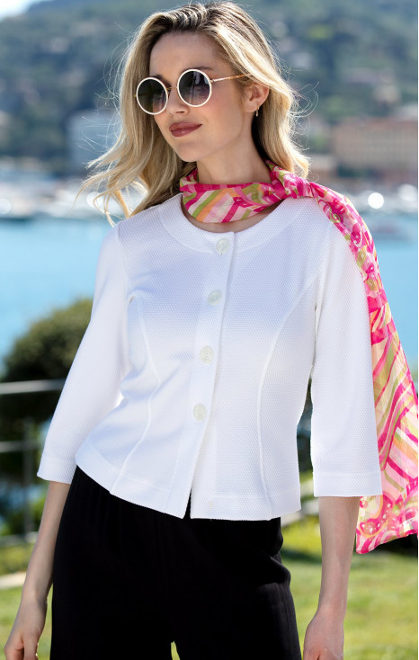 Elegant Short Jacket with Buttons in White
