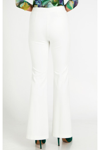 Pantaloni dintr-un material tricot mulat, de culoare albă [1]