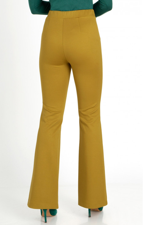 Pantaloni dintr-un material tricot mulat, de culoare Dried Tobacco