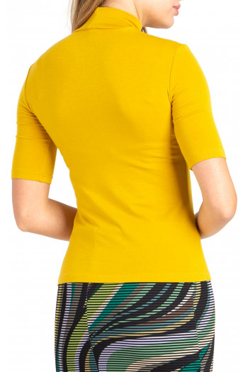 Bluză din tricot moale cu guler jos tip polo, de culoare Sulphur [1]