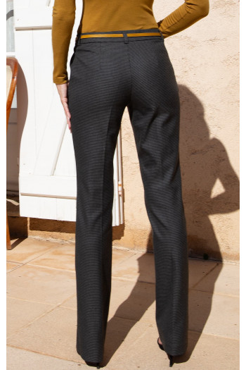 Pantaloni clasici dintr-un material elastic de lux, în pepit gri [1]