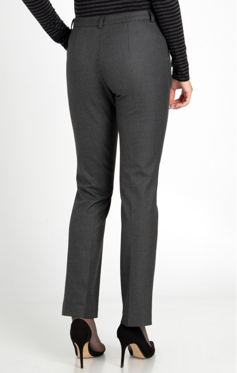 Pantaloni clasici dintr-un material elastic de lux, în pepit gri