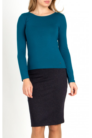 Bluză clasică cu mânecă lungă, de culoare Blue Coral [1]