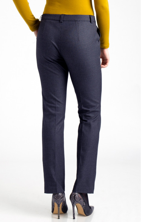 Pantaloni clasici dintr-un material elastic de lux, în albastru grafit cu pepit [1]
