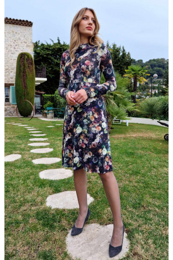 Rochie de lux cu talie înaltă cu model floral colorat [1]