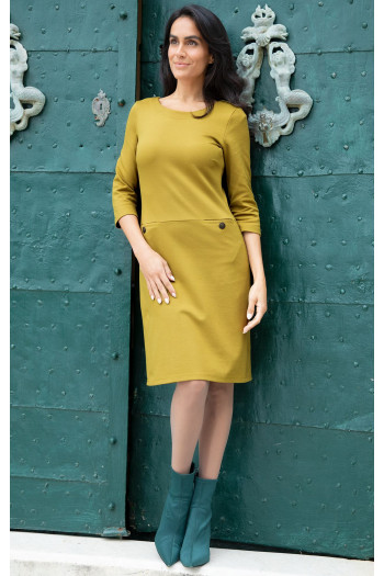 Rochie dreaptă elegantă de culoare Dried Tobacco