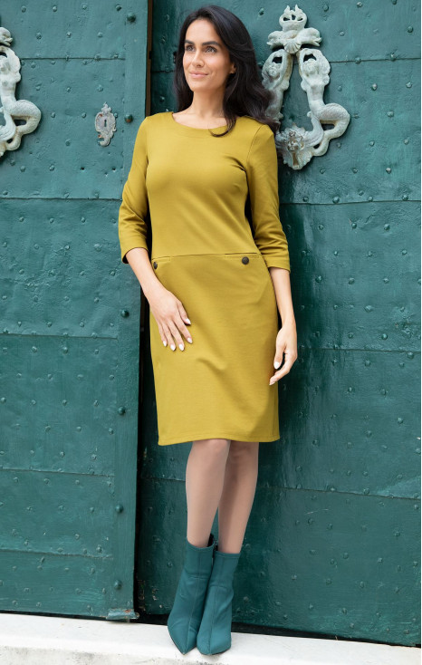Rochie dreaptă elegantă de culoare Dried Tobacco