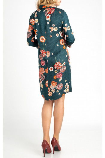 Rochie stilată din vâscoză satinată, de culoare Atlantic Deep, cu imprimeu floral [1]
