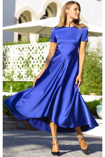 Rochie din satin, formală, de culoare Palace Blue