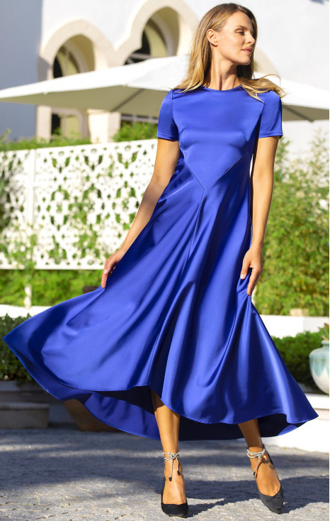 Rochie din satin, formală, de culoare Palace Blue