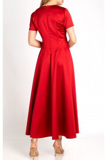 Rochie de culoare Tango Red lungă elegantă din satin, de culoare Tango Red [1]