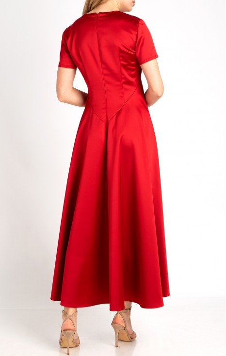 Rochie de culoare Tango Red lungă elegantă din satin, de culoare Tango Red [1]