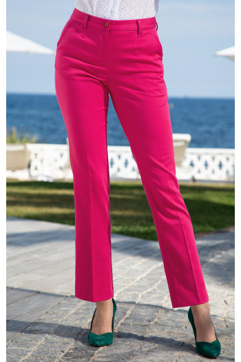 Pantaloni cu siluetă clasică, eleganți, de culoare Raspberry Sorbet