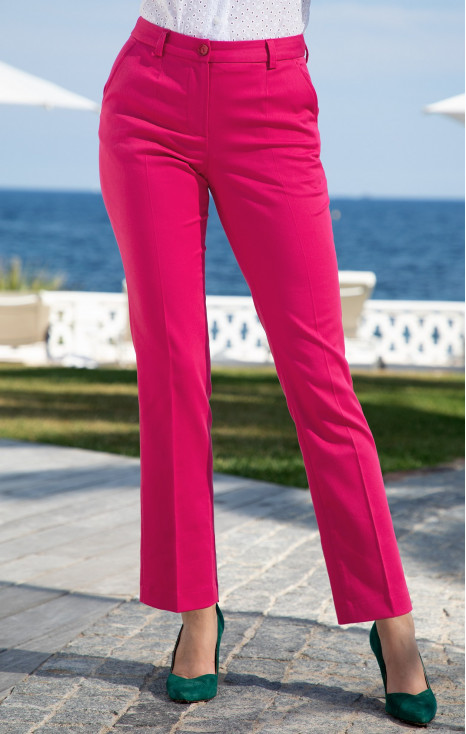 Pantaloni cu siluetă clasică, eleganți, de culoare Raspberry Sorbet