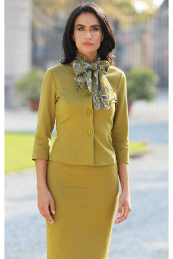 Sacou scurt din tricot gros, de culoare Dried Tobacco 