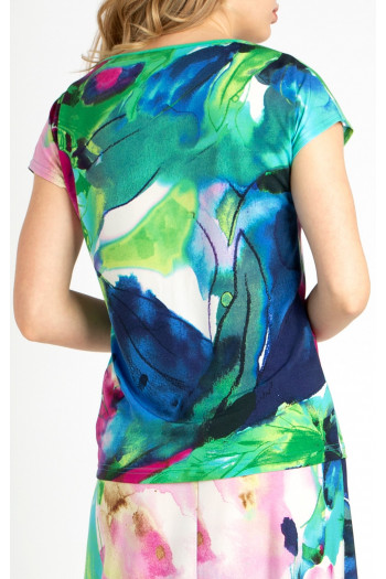 Bluză din tricot moale cu benzi colorate contrastante de vară  [1]