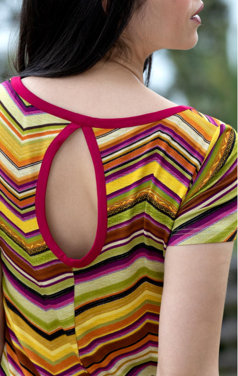 Rochie din tricot cu imprimeu grafic în galben și roșu, potrivită pentru vară [1]