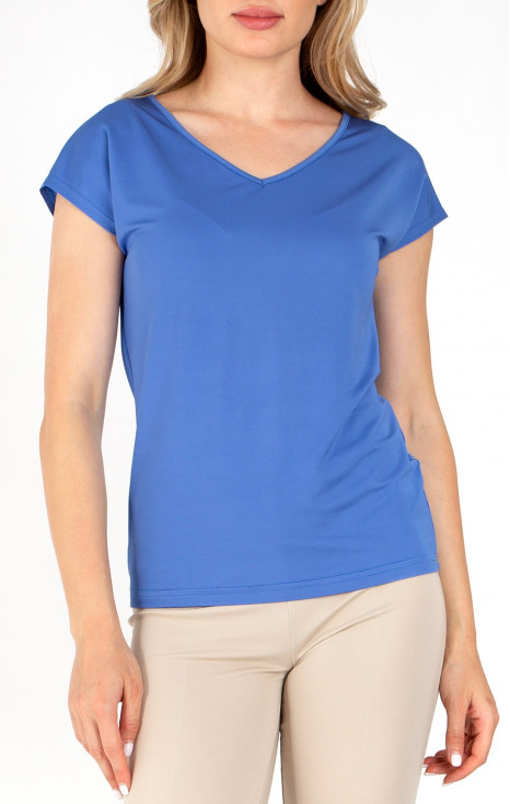 Bluză într-o siluetă lejeră din tricot ușor tip jerseu de culoare Silver Blue cu cristale Swarovski