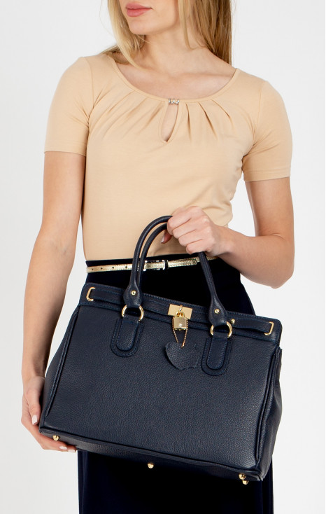 Geantă mare pentru damă, cu un design elegant de culoare albastru închis