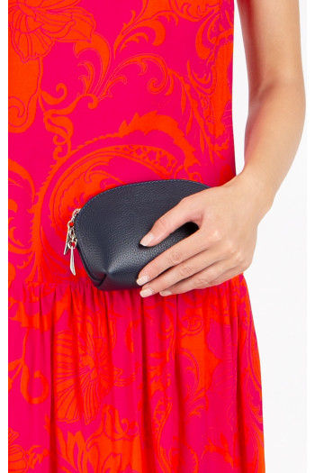 Portfard compact din piele naturală, de culoare Indigo