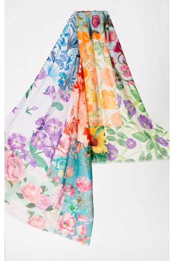 Eșarfă fină din in, bumbac și modal în inflorescență de  patchwork [1]