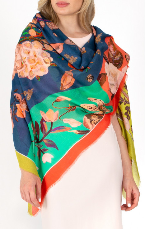 Eșarfă patchwork multicoloră cu mătase și modal [1]