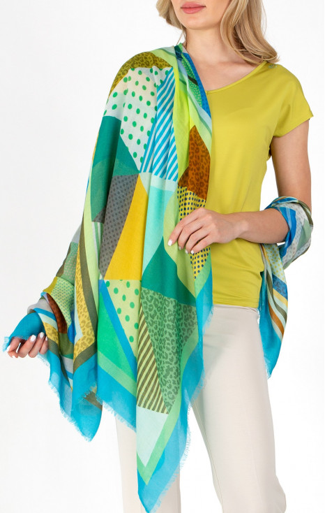 Eșarfă geometrică din mătase și modal în patru proiecții
