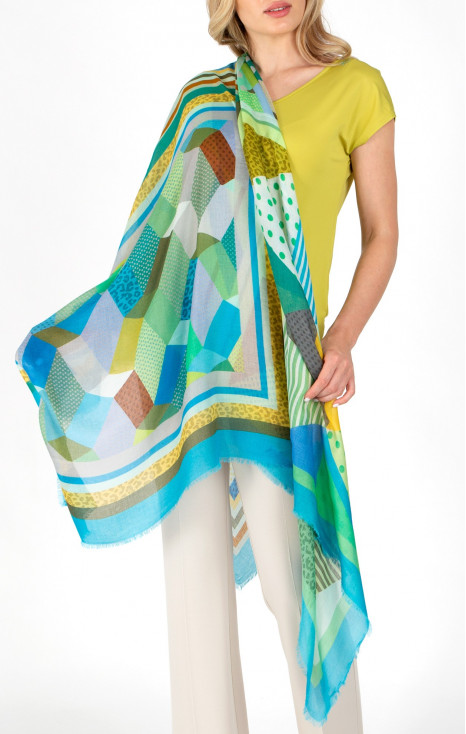 Eșarfă geometrică din mătase și modal în patru proiecții 