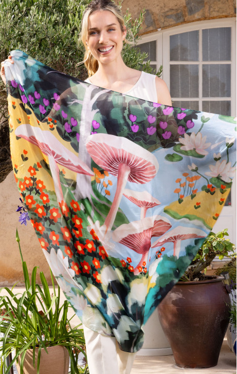 Eșarfă din mătase "Pădure miraculoasă"