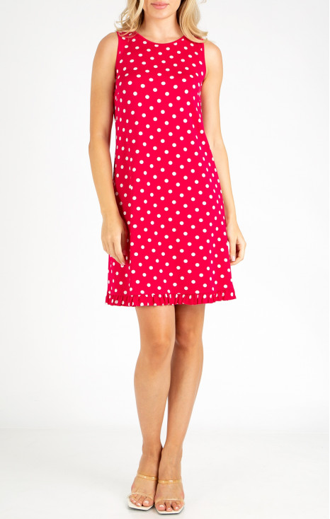 Rochie de vară fresh &icirc;n culoarea Fuchsia cu buline albe