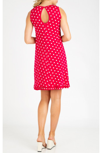Rochie de vară fresh în culoarea Fuchsia cu buline albe [1]