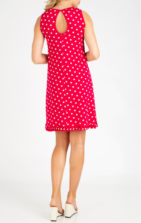 Rochie de vară fresh &icirc;n culoarea Fuchsia cu buline albe