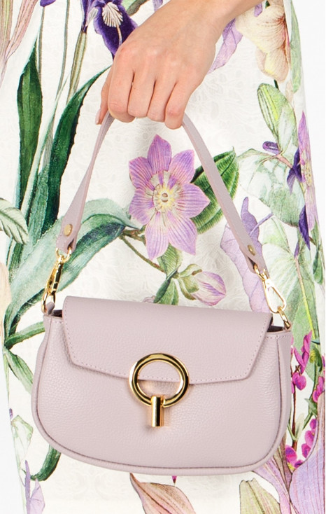 Geantă mică din piele naturală de culoare Violete Ice cu o cataramă aurie  [1]