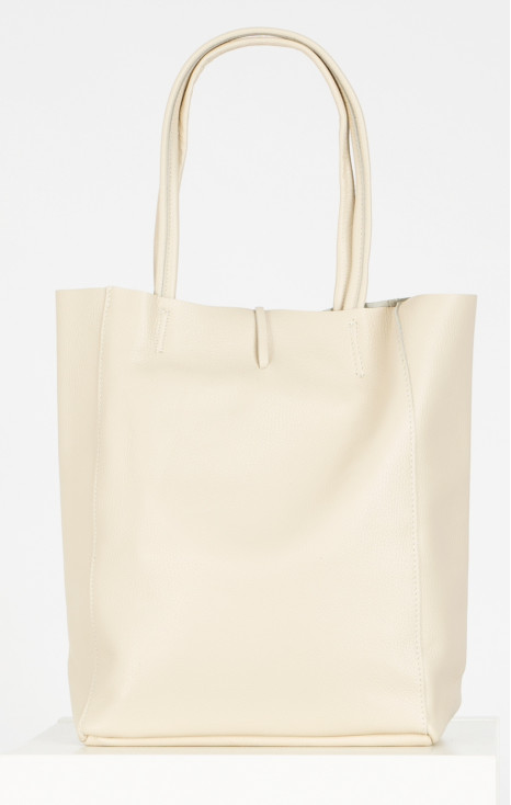 Large Leather Tote Bag in Cloud Cream