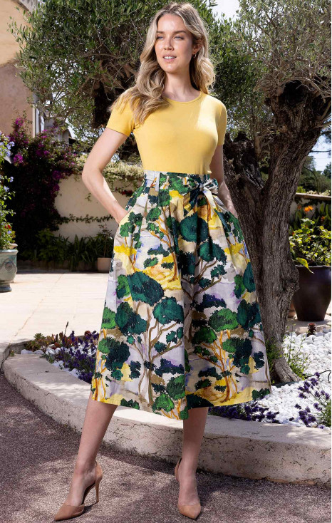 Bluză cambrată cu m&acirc;necă scurtă din tricot, &icirc;n culoarea Misted Yellow